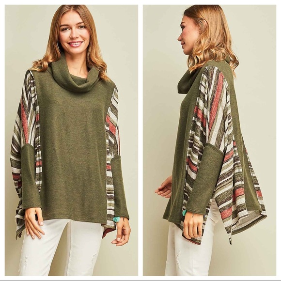 Cherry Brown Ribbed Open Cowl Neck L/S Dolman